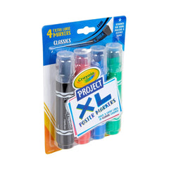 4ct Crayola Project XL Poster Markers - Classic Colors: Bold Jumbo School Supplies for Kids, Thick Permanent Markers
