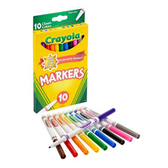 Crayola 10ct Fine Line Markers, Elementary School Supplies for Kids, Art Classroom Must Haves, Drawing & Coloring Gift, Ages 3+