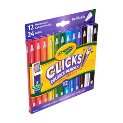 Crayola 12ct CLICKS Mechanical Colored Pencils, Art School Supplies, Gifts for Teachers and Kids, Ages 8+