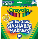 Crayola 10ct Ultra Clean Washable Broad Line Markers, School Supplies for Kids, Art Classroom Must Haves, Coloring Gift, Ages 3+