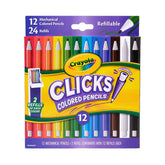 Crayola 12ct CLICKS Mechanical Colored Pencils, Art School Supplies, Gifts for Teachers and Kids, Ages 8+
