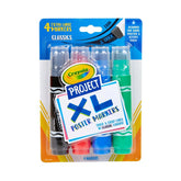 4ct Crayola Project XL Poster Markers - Classic Colors: Bold Jumbo School Supplies for Kids, Thick Permanent Markers