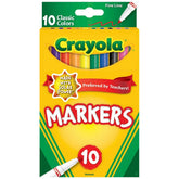 Crayola 10ct Fine Line Markers, Elementary School Supplies for Kids, Art Classroom Must Haves, Drawing & Coloring Gift, Ages 3+