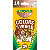 Crayola 24ct Colors of the World Fine Line Washable Markers, Skin Tone Art Tools, Elementary School Supplies, Drawing & Coloring Gift, Ages 3+