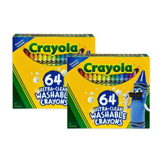 Crayola 2 Packs of 64ct Ultra Clean Washable Crayons Bulk 128ct, Art Classroom Must Haves, Kids School Supplies, Teacher Gift, Ages 3+