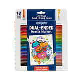 Crayola 12ct Doodle & Draw Dual Ended Markers, 24 Colors, Brush & Chisel Tip, Teacher Essentials, Adult Coloring Supplies, Ages 3+