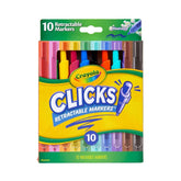 Crayola 10ct Clicks Retractable Washable Markers, Cute School Supplies, Classroom Essentials, Coloring Gifts for Teachers and Kids, Ages 6+