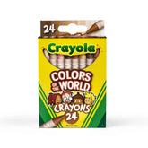 Crayola 24ct Colors of the World Crayons, Skin Tone Art Tools, Non-Toxic, Elementary School Supplies for Kids, Coloring Gift Ages 3+