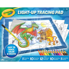 Crayola Light Up Tracing Pad Blue: Kids Drawing & Coloring Kit, Creative Activity, Includes 34 Pieces, Requires 3 AA Batteries