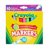 Crayola 10ct Broad Line Markers, Bold and Bright, School Supplies for Kids, Art Classroom Must Haves, Drawing & Coloring Gift, Ages 3+