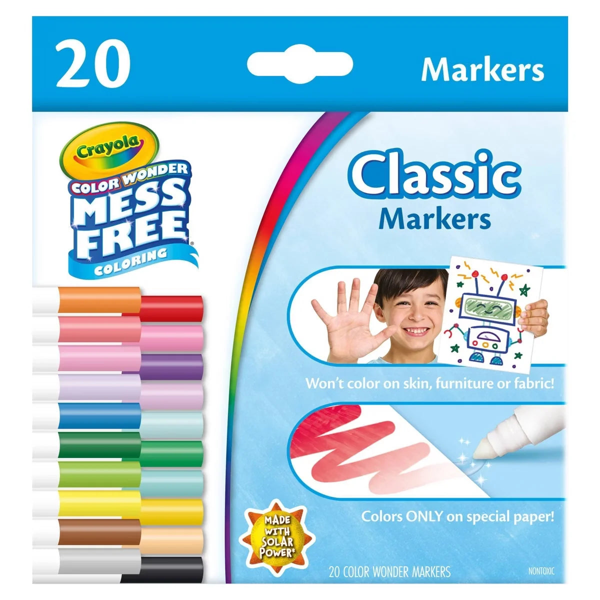 Crayola 20ct Color Wonder Broadline Markers,Mess-Free, Non-Toxic, Creative Thinking, 20 Markers, Ages 3+