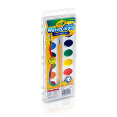 Crayola 16ct Kids Non-toxic Watercolor Paints with Brush, Washable Tempera, School Supplies for Kids, Art Classroom Essentials, Gift, Ages 3+