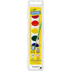 Crayola 8ct Kids Watercolor Paints with Brush, Washable Tempera, School Supplies for Kids, Art Classroom Essentials, Gift, Ages 3+