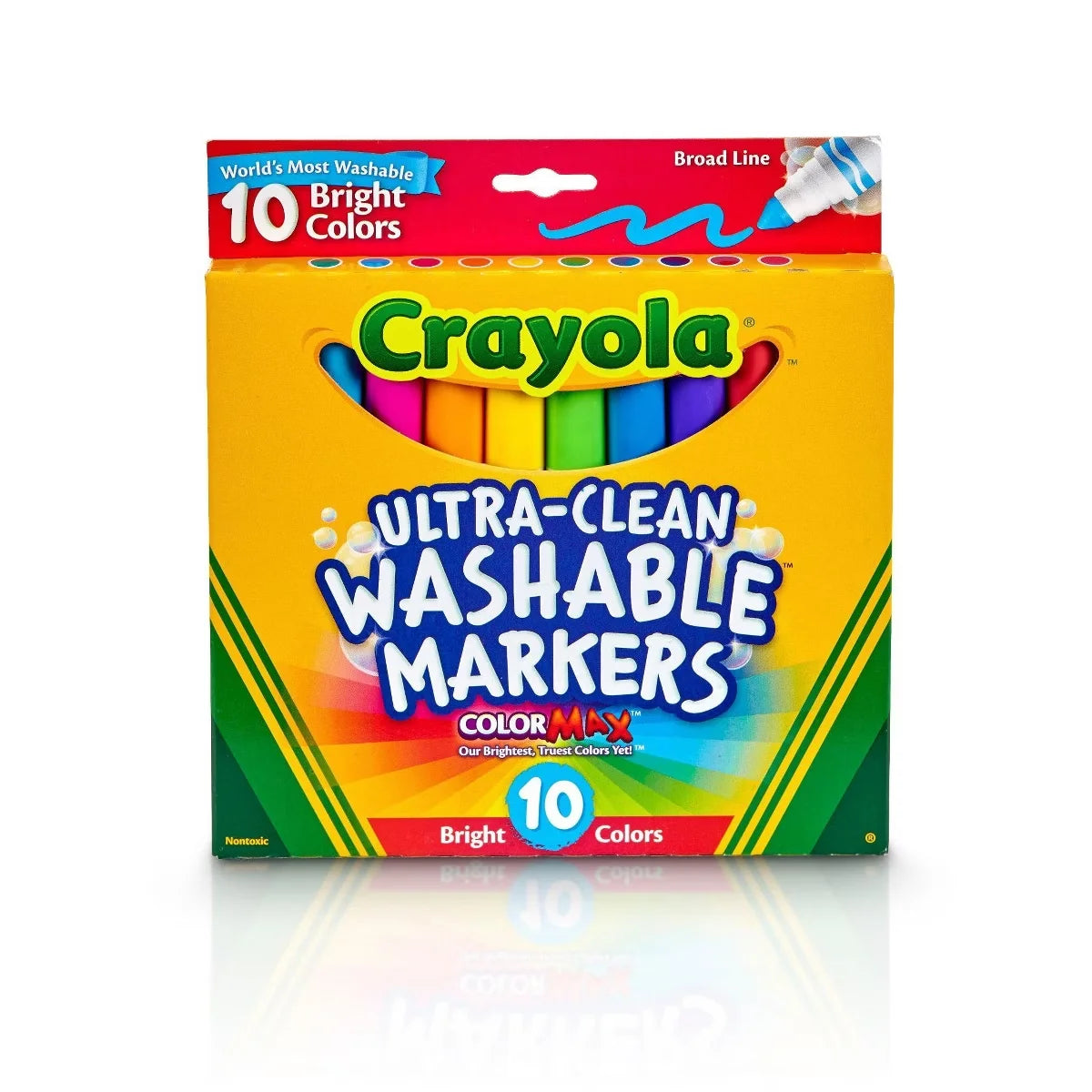 Crayola 10ct Ultra Clean Washable Broad Line Markers, Bright Colors, Elementary School Supplies, Classroom Essentials for Teachers, Ages 3+