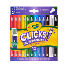 Crayola 12ct CLICKS Mechanical Colored Pencils, Art School Supplies, Gifts for Teachers and Kids, Ages 8+
