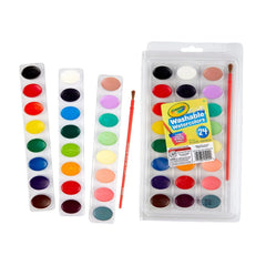 Crayola 24ct Kids Watercolor Paints with Brush, Washable Tempera, School Supplies for Kids, Art Classroom Essentials, Gift, Ages 3+