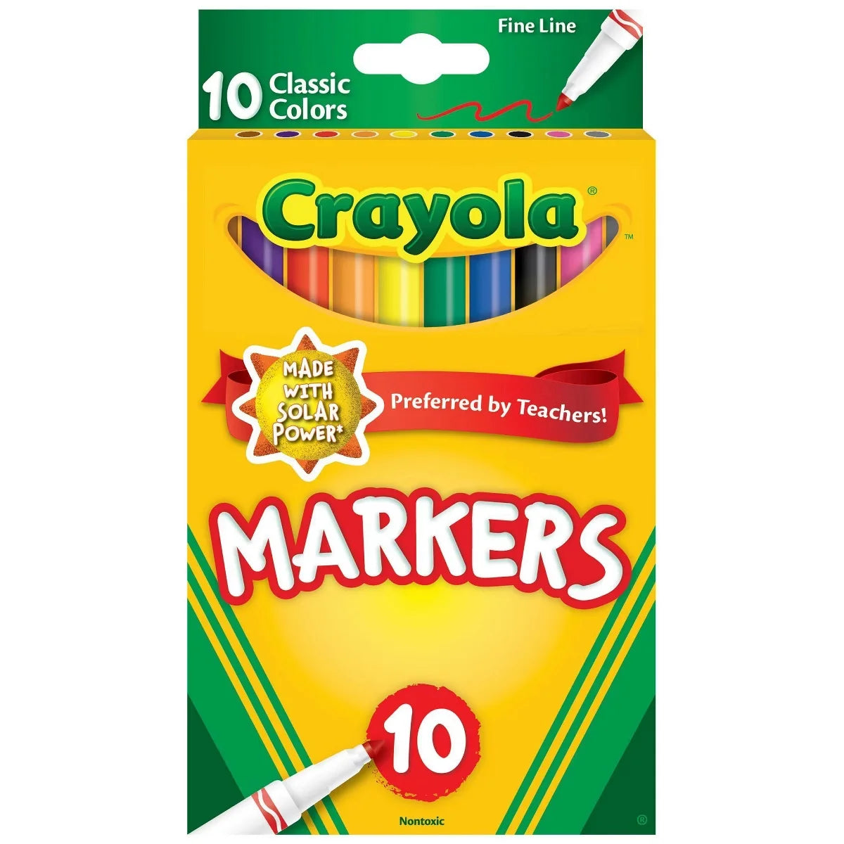 Crayola 10ct Fine Line Markers, Elementary School Supplies for Kids, Art Classroom Must Haves, Drawing & Coloring Gift, Ages 3+