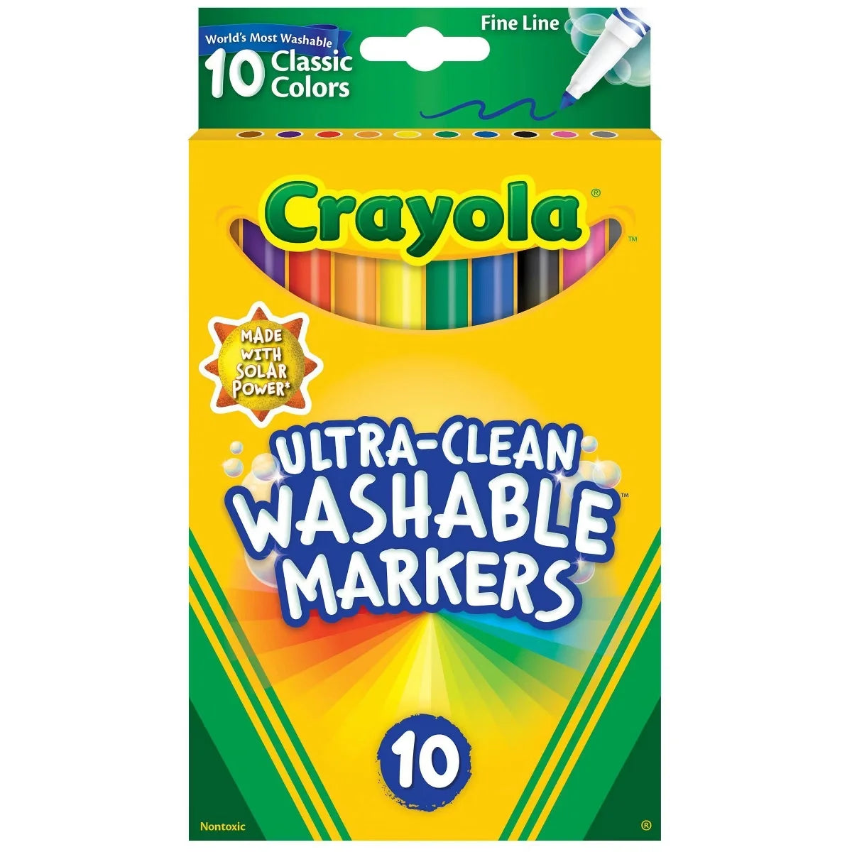 Crayola 10ct Ultra Clean Washable Fine Line Markers, Classic Colors, Classroom Must Haves for Teachers, School Supplies, Ages 3+