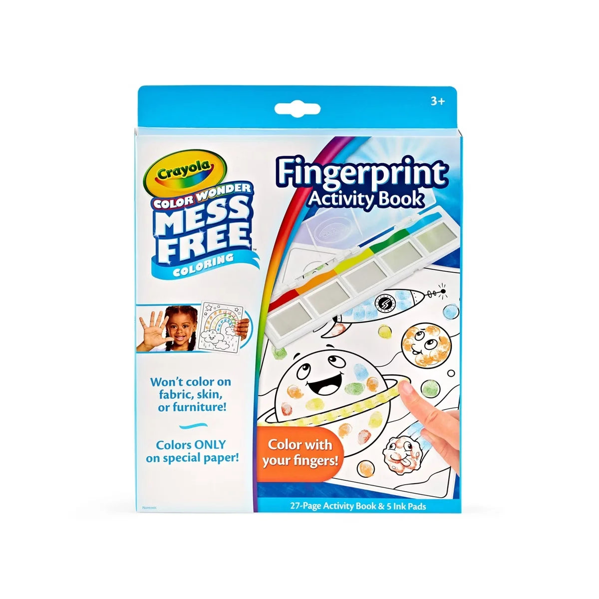 Crayola Color Wonder Fingerpaint Activity Book,Mess-Free, Non-Toxic, Creative Thinking, 30 Pages, Ages 3+