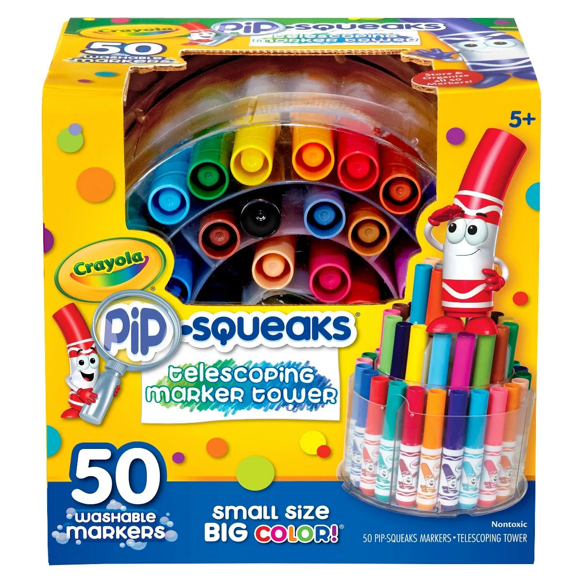 Crayola 50ct Pip Squeaks Washable Marker Set, Bold Point, Toddler School Supplies, Preschool Classroom Essentials, Gift, Ages 3+