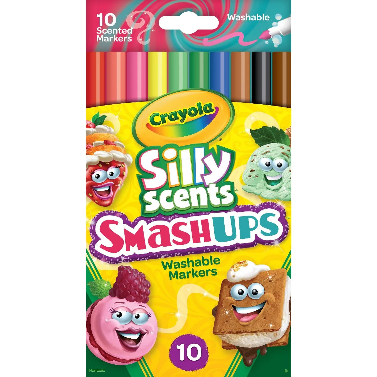 Crayola 10ct Silly Scents Smash Ups Washable Fine Line Markers, Scented Markers, Cute School Supplies, Coloring Gift, Ages 3+