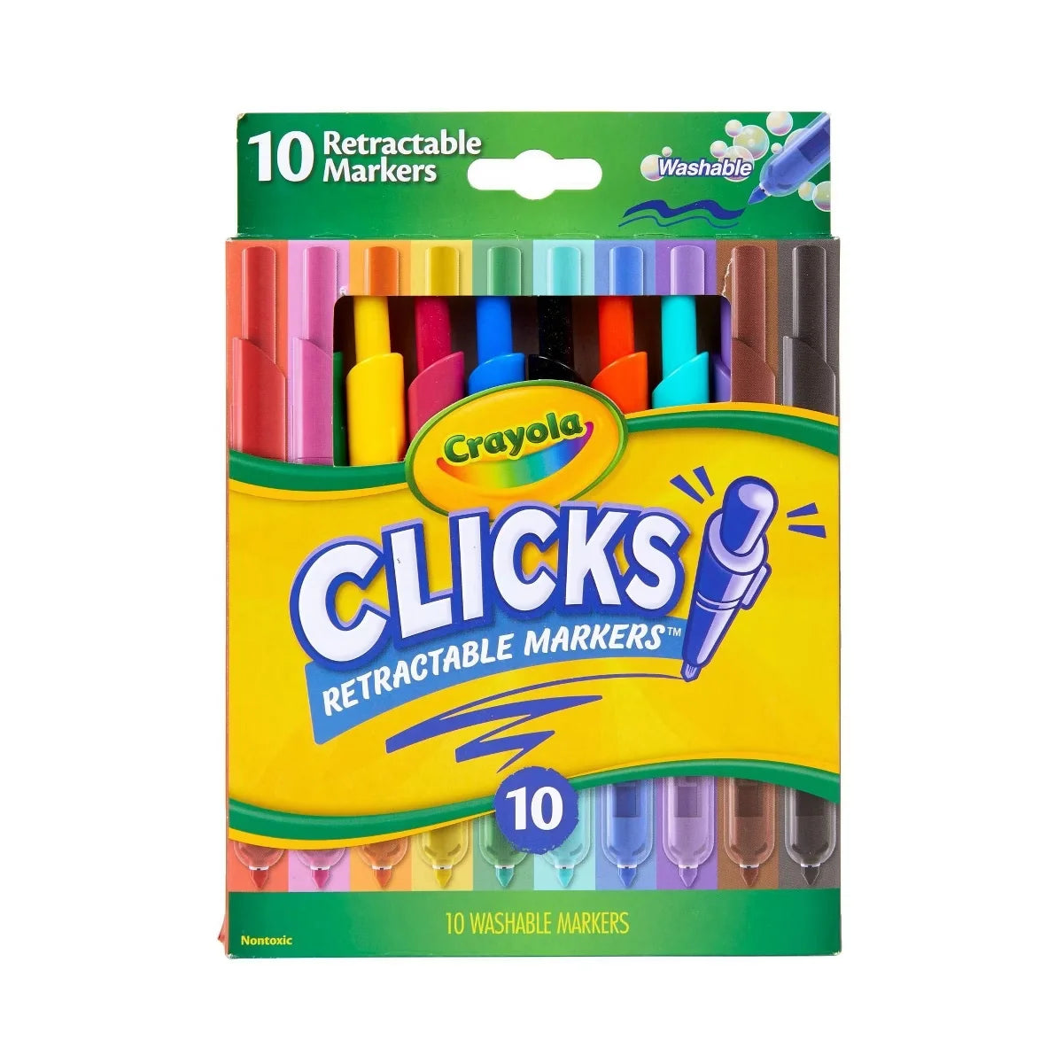 Crayola 10ct Clicks Retractable Washable Markers, Cute School Supplies, Classroom Essentials, Coloring Gifts for Teachers and Kids, Ages 6+