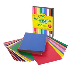 Crayola 240-Sheet Construction Paper 12-Color, School Supplies for Kids, Craft Paper, 9x12 Inches, Multicolor, Uncoated, Classroom Essentials