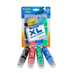 4ct Crayola Project XL Poster Markers - Classic Colors: Bold Jumbo School Supplies for Kids, Thick Permanent Markers