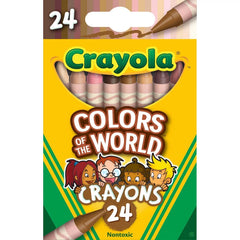 Crayola 24ct Colors of the World Crayons, Skin Tone Art Tools, Non-Toxic, Elementary School Supplies for Kids, Coloring Gift Ages 3+
