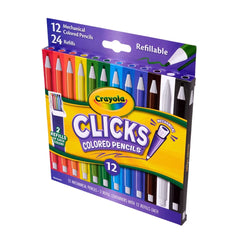 Crayola 12ct CLICKS Mechanical Colored Pencils, Art School Supplies, Gifts for Teachers and Kids, Ages 8+