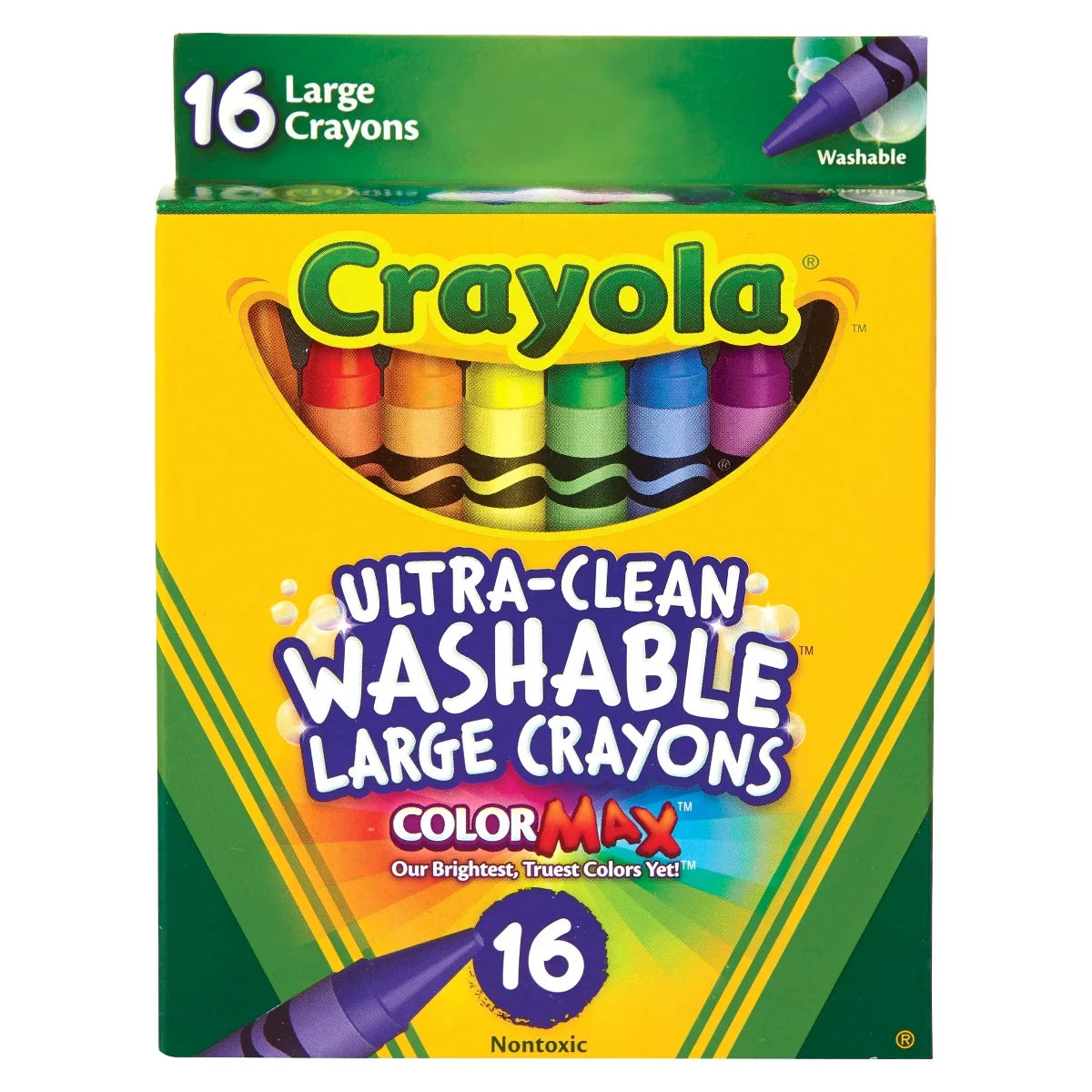Crayola Washable Large Crayons, Toddler School Supplies, Classroom Essentials for Preschool Teachers, Easy Grip, Coloring Gift, Ages 3+
