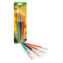 Crayola 4ct Big Paint Brushes with Round Tips: Kids' Art Supplies, Toddler Paint Brush Set, Multicolor Brights