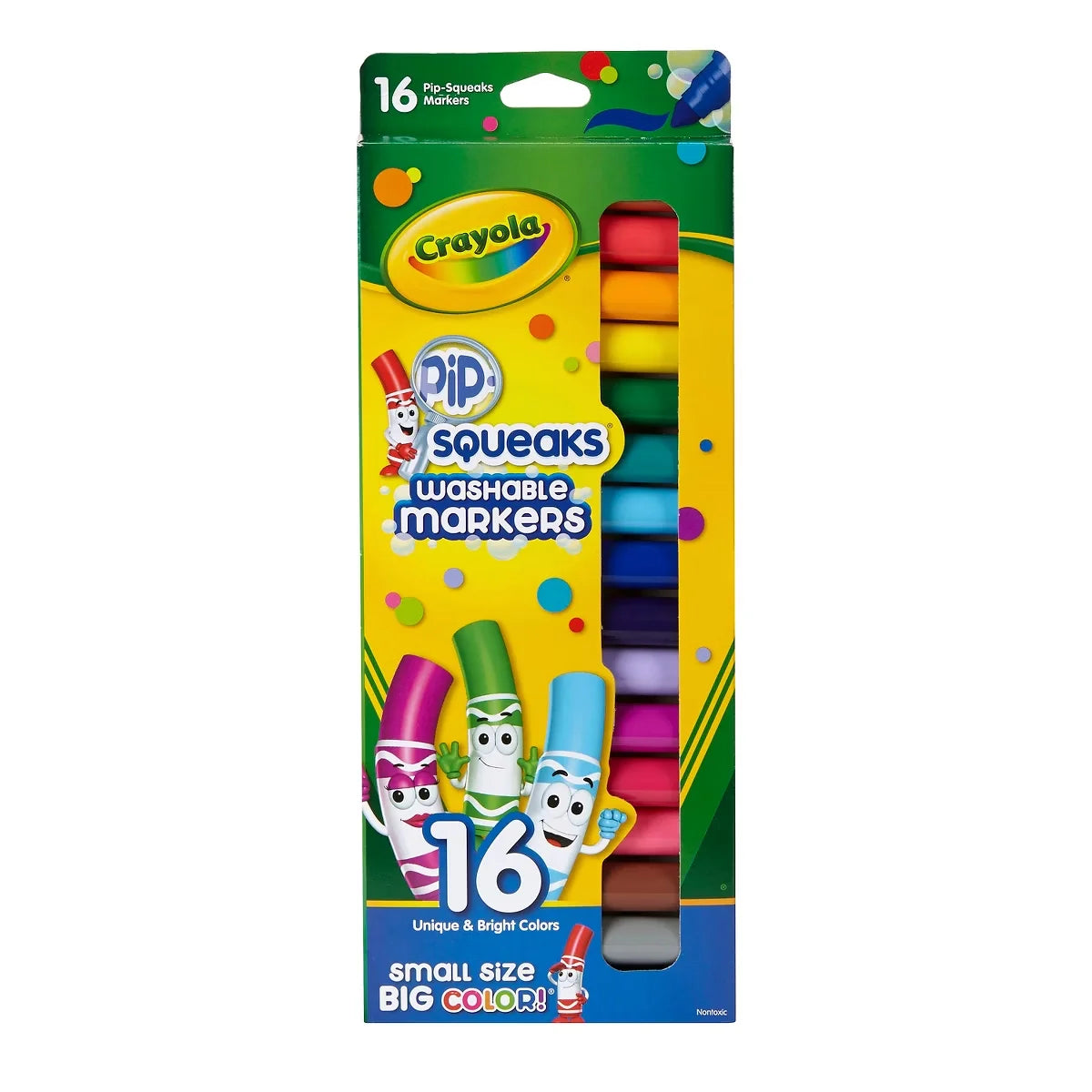 Crayola 16ct Washable Pip-Squeaks Broad Line Markers, Toddler School Supplies, Classroom Essentials for Elementary Teachers, Coloring Gift, Ages 3+